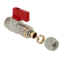 Ball valve for collector with red lever