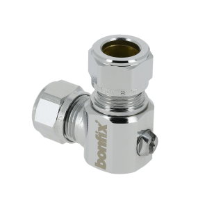 Ball valve angle, chromed with screwdriver control